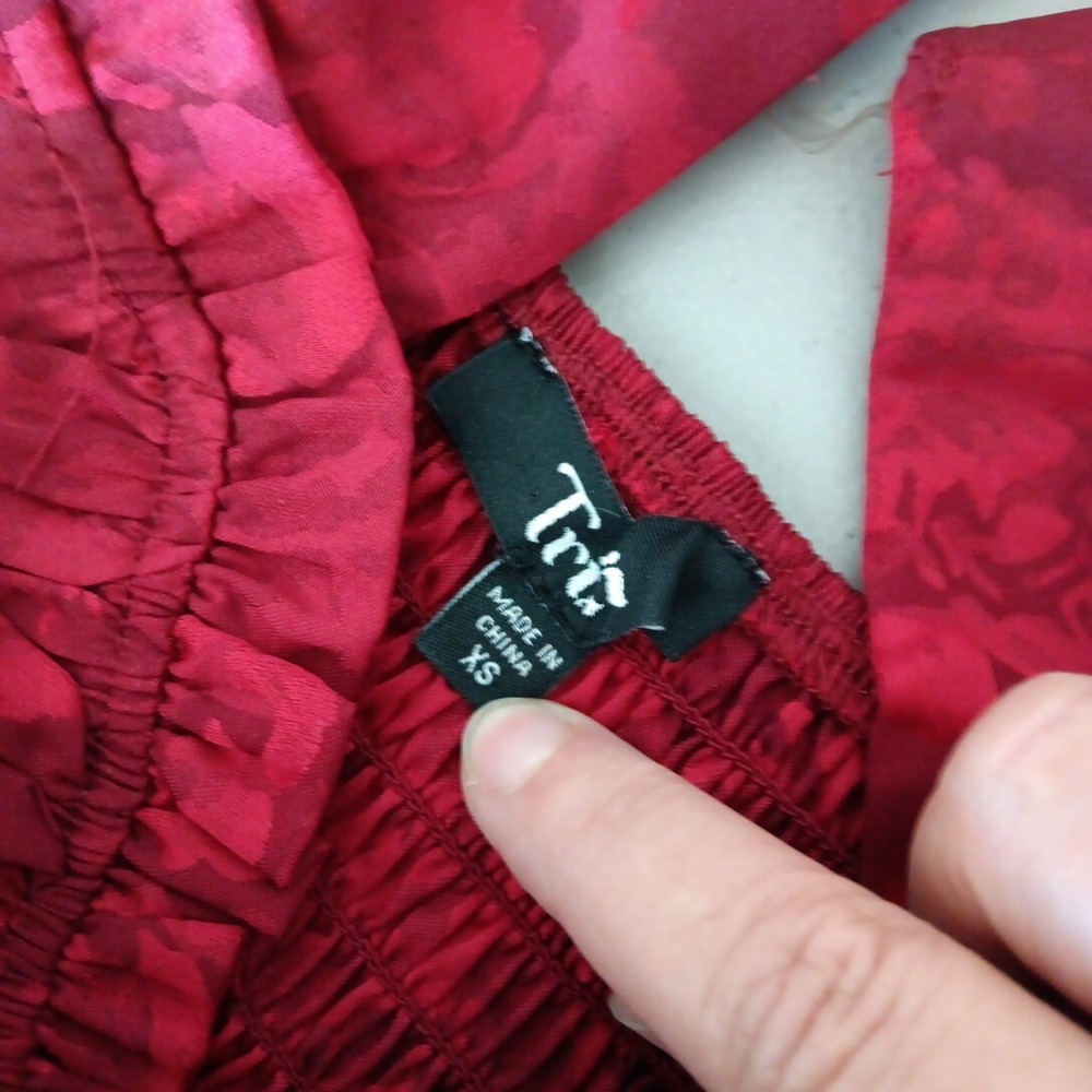 Deep Red Milkmaid Dress XS Mini Peasant Babydoll Cottagecore Prairie Coquette - Picture 9 of 9